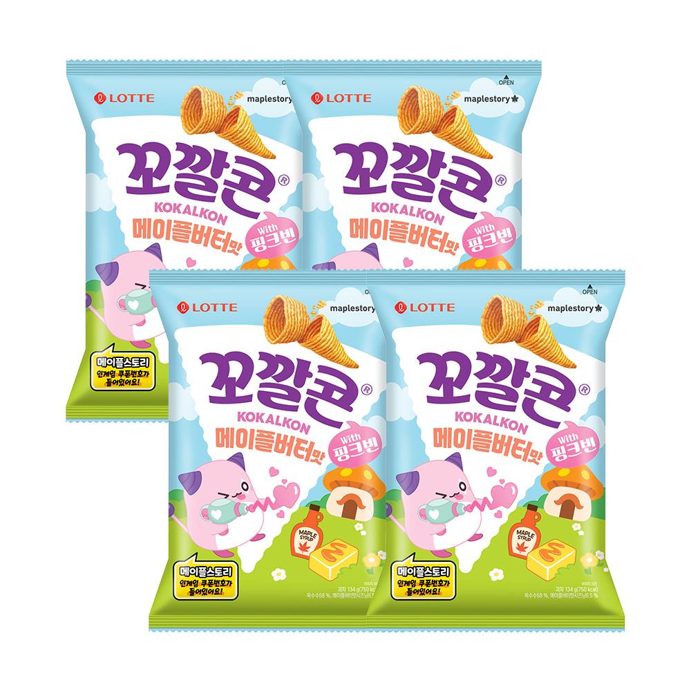롯데웰푸드 메이플스토리 X 꼬깔콘 메이플버터맛 134g x 4개