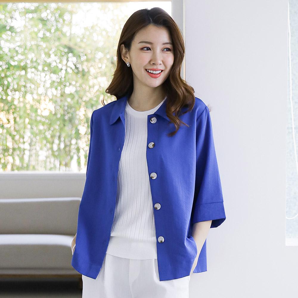 EVEBABA レディース 夏 インジェン 7分袖 クール エレガンス シャツ ジャケット ミドルエイジ ママ服 シャケット