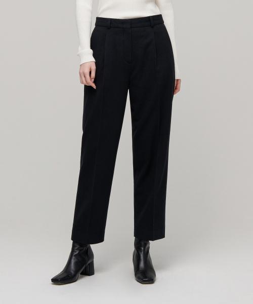 MUSINSA STANDARD WOMAN musinsastandardwoman MUSINSA WOMENS WOOL FLANNEL LOOSE TAPERED SLACKS ブラック