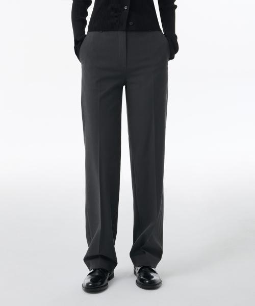 MUSINSA STANDARD WOMAN musinsastandardwoman MUSINSA WOMENS SLIM STRAIGHT HIDDEN BANDING BOO SLACKS グレー