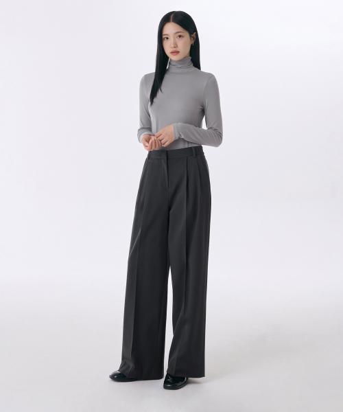 무신사 스탠다드 우먼 musinsastandardwoman 무신사 우먼즈 헤비웨이트 속기모 투 턱 와이드 밴딩 슬랙스 그레이