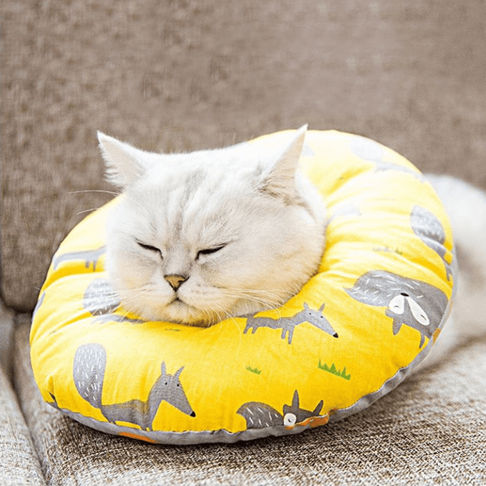 犬用エリザベスカラー 猫用 中性化手術後 ノランツォ キツネ Sサイズ ネッククッション コーン型 犬用ネックプロテクター ぐっすり眠れる 防水
