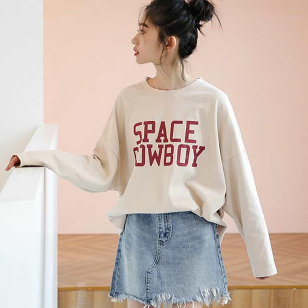 PANDA STORE レタリング コットンTシャツ レディーストップス ベーシックT デイリーT