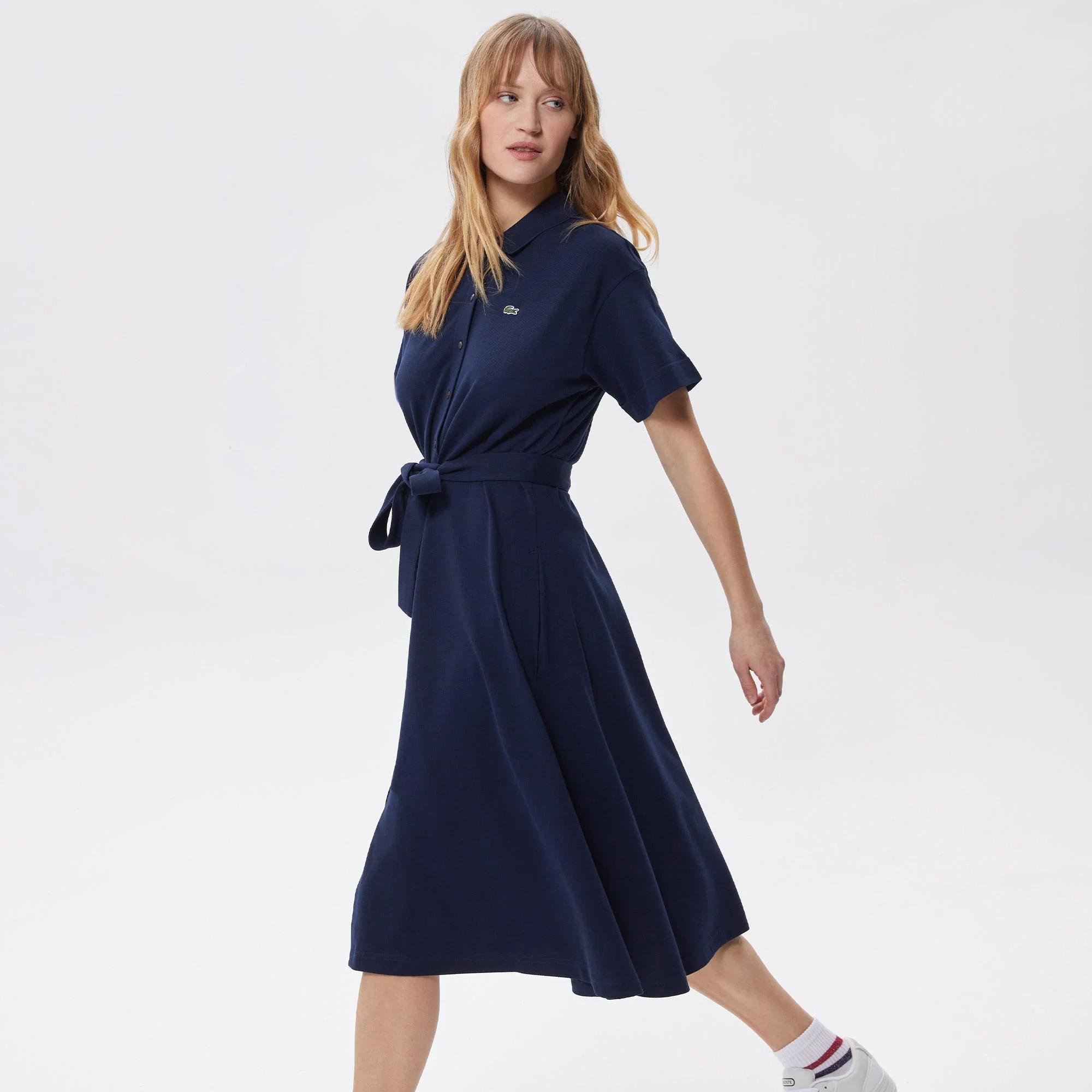 LACOSTE レディース ベルト付き ポロ ワンピース デイリー 旅行スタイル デート オフィススタイル ワンピース プレゼント