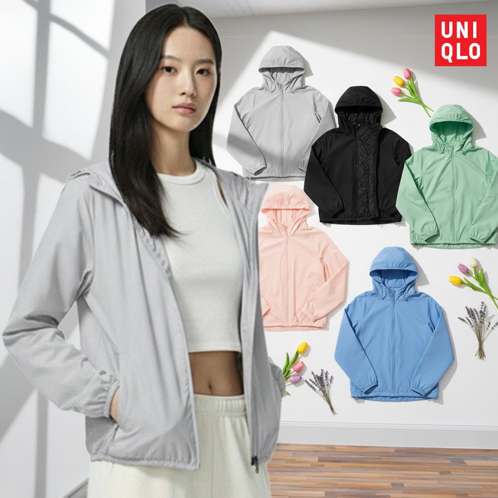 UNIQLO レディース 季節の変わり目 軽量 ウインドブレーカー フード ジップアップ ジャンパー ポケッタブル