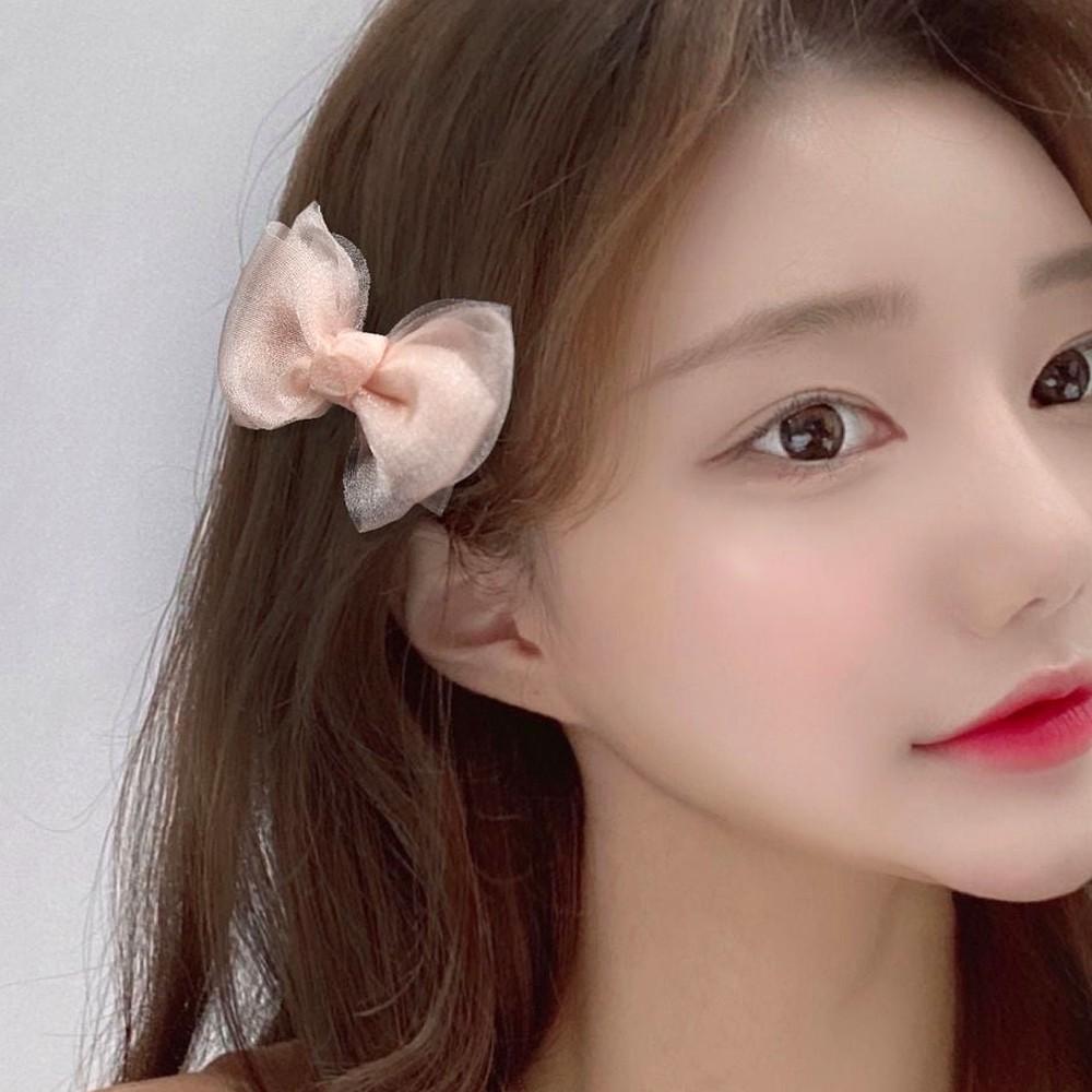 オーガンジー パール リボン ヘアクリップ 2個セット レディース アクセサリー