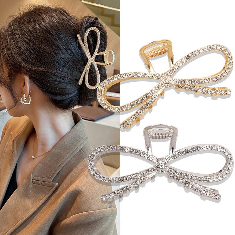 メタル キュービック バタフライリボンクリップ ロングヘア ヘアクリップ アップヘアピン