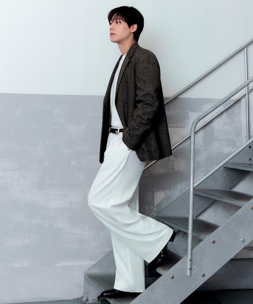 MUSINSA STANDARD (ムシンサ スタンダード) REAL WIDE HIDDEN BANDING SLACKS クリーム