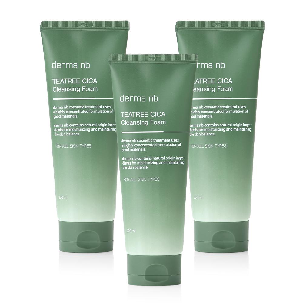 Derma&B ティーツリーシカ 大容量 低刺激性 ディープクレンジングフォーム フォームクレンジング 200ml, 3個