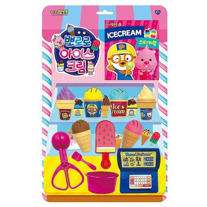 [当日出荷] キッズアイコン ポロロ アイスクリームステッカーとおもちゃ 220x345mm お店屋さんごっこ