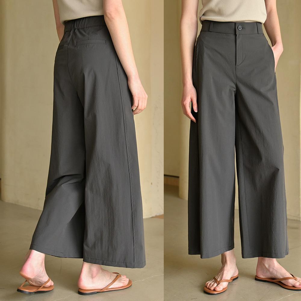 ドミンゴブルー シャカシャカ スパン キュロット ワイド ナイロン 9部丈スラックス (domingoblue レディース 夏 バンディングパンツ)