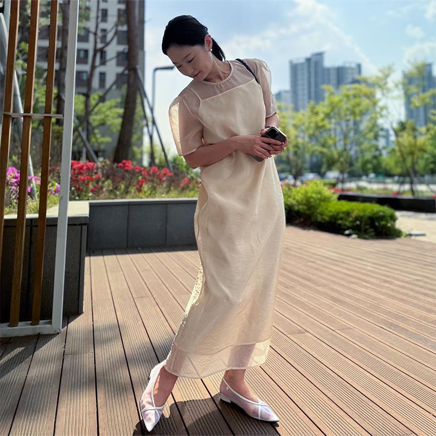 夏 結婚式ゲストルック オルガンザ ワンピース レイヤード ビスチェ ワンピース マタニティフォト