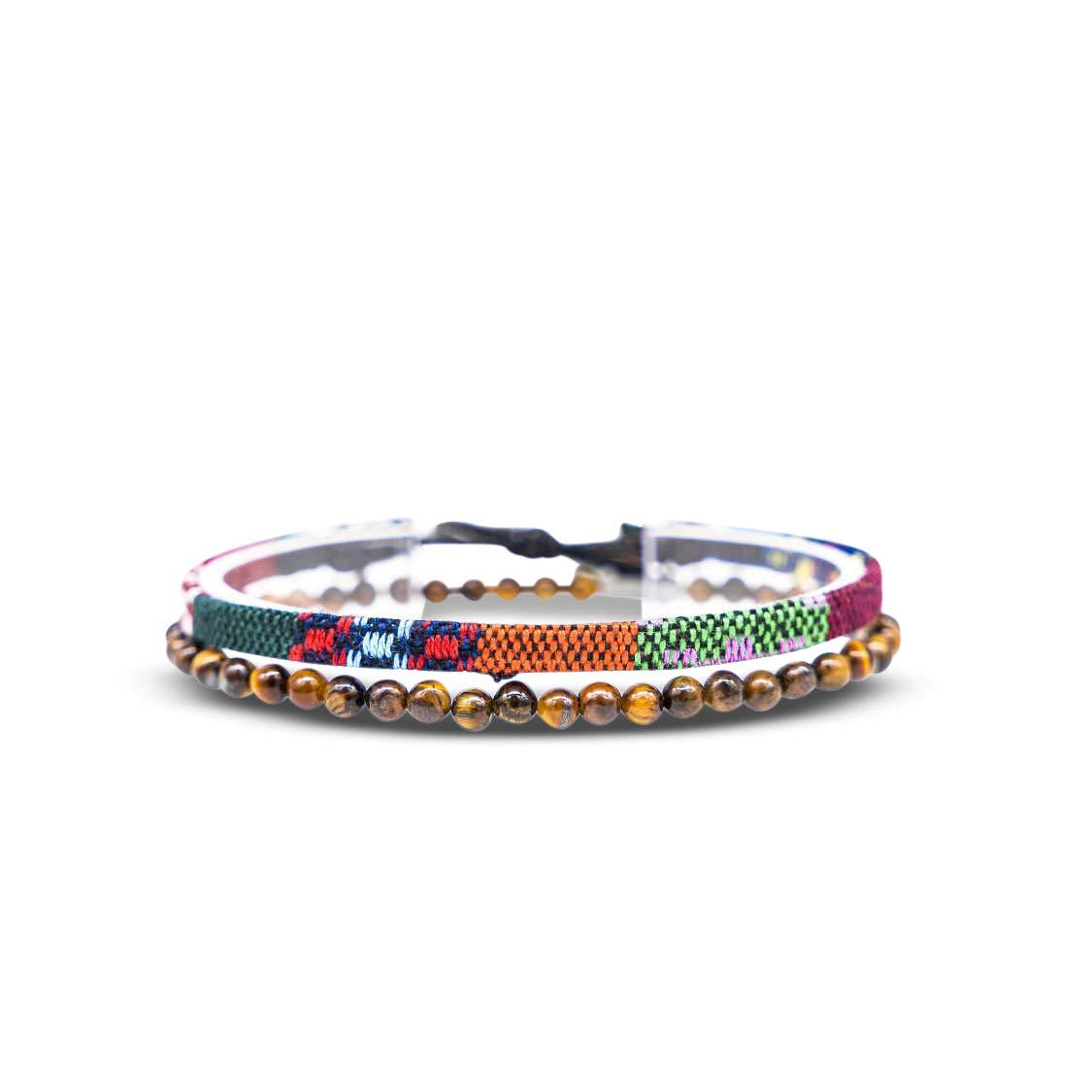 Nami Men's & Women's Fashion Surfer Bracelet Set of 2 Original Hippie Bohemian Knot Accessory Tiger-Eyes & Ethno