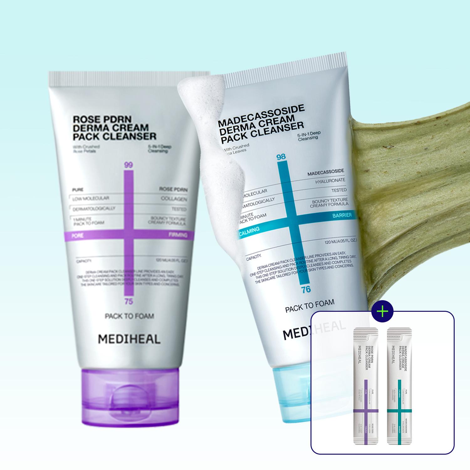 メディヒル DERMA CREAM PACK CLEANSER クレンジングフォーム マデカソサイド+PDRN, 120ml, 2個