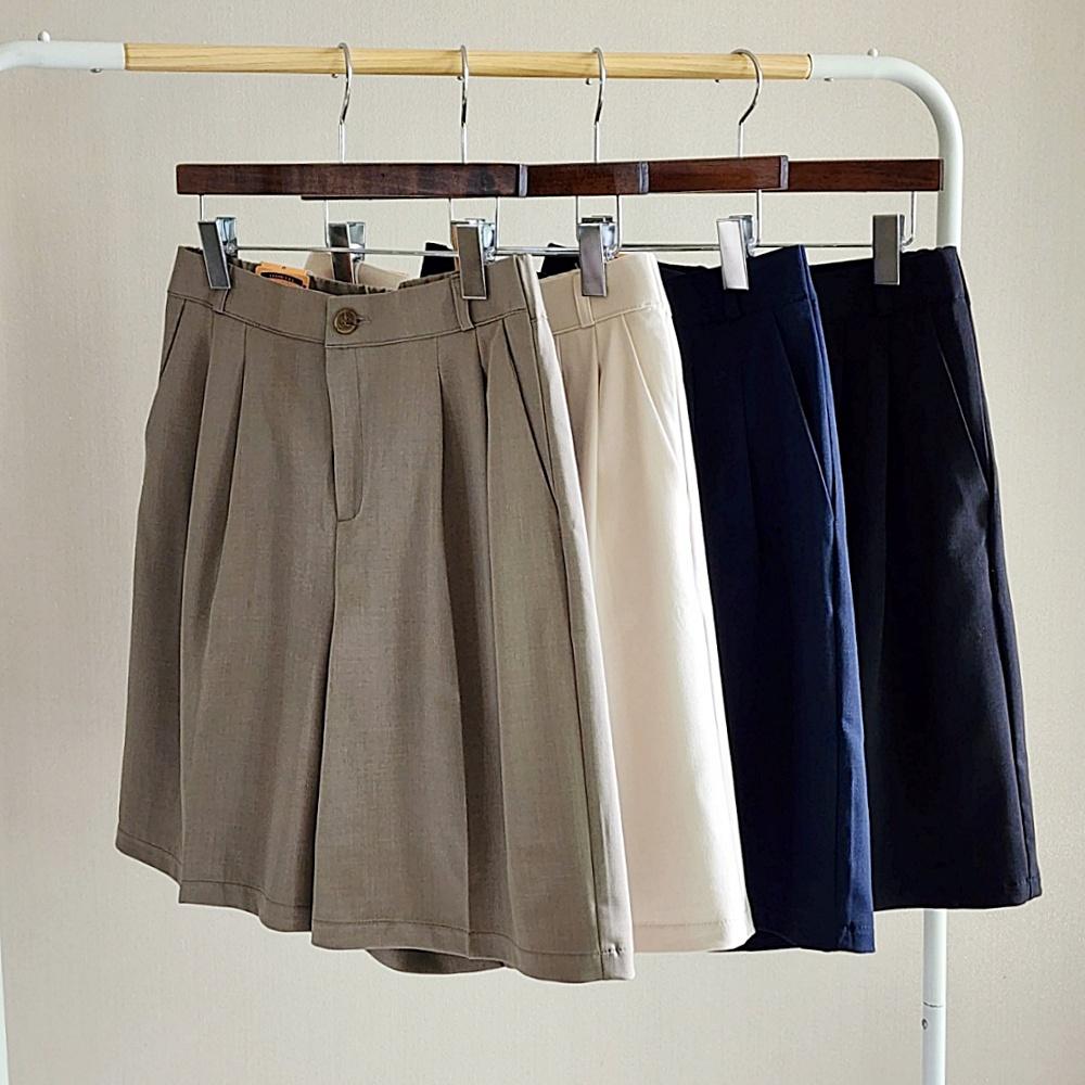 レディース ピンタック 5分丈 ショートパンツ スラックス スーツショートパンツ 夏スラックス バミューダパンツ