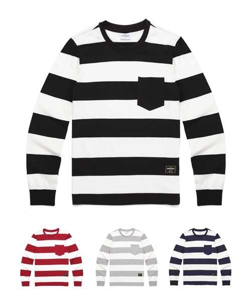 [바리게이트] ポケット ストライプ Tシャツ 4カラー (B15TS041) B15TS041