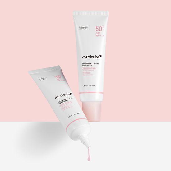 [メイクがよく乗るツヤ肌/1+1] メディキューブ PDRN ピンク トーンアップ サンクリーム 50ml ダブル企画