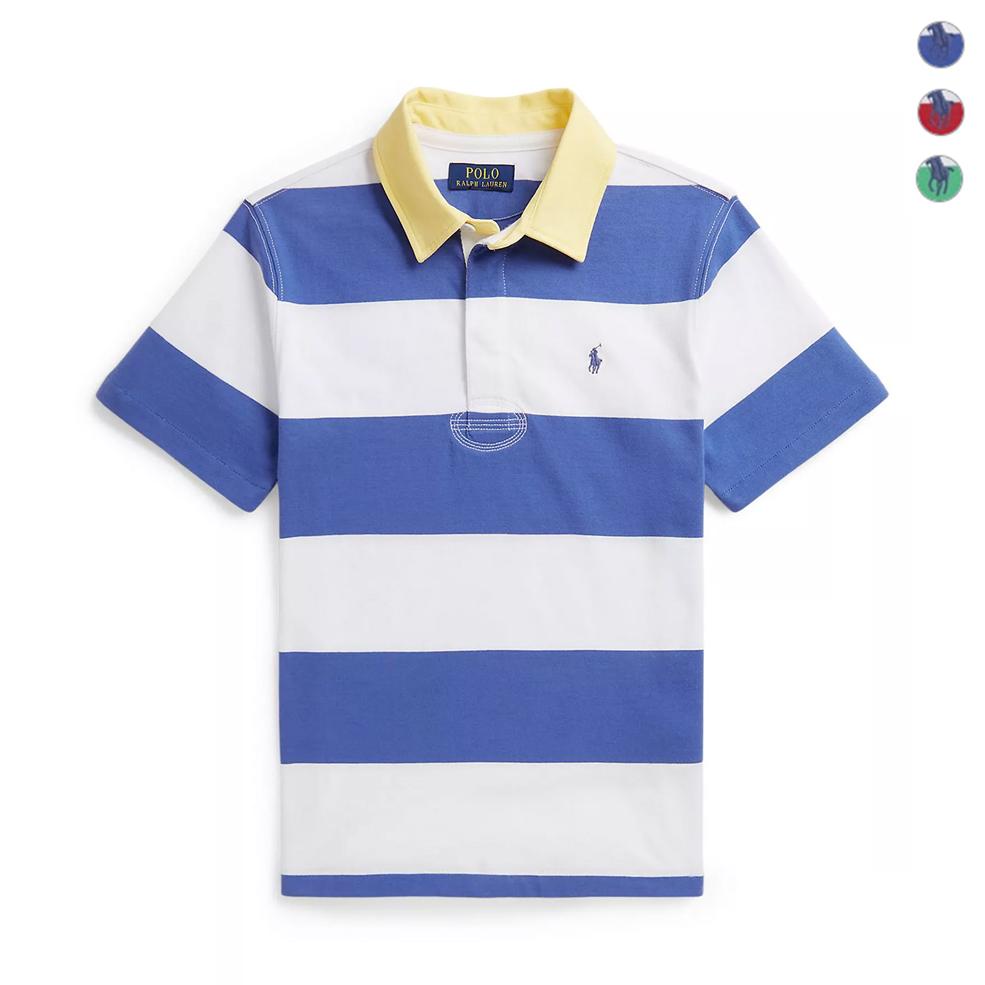 Polo Ralph Lauren BOYS 럭비티 스트라이프 반팔 카라티 3컬러 여성 상의 이너