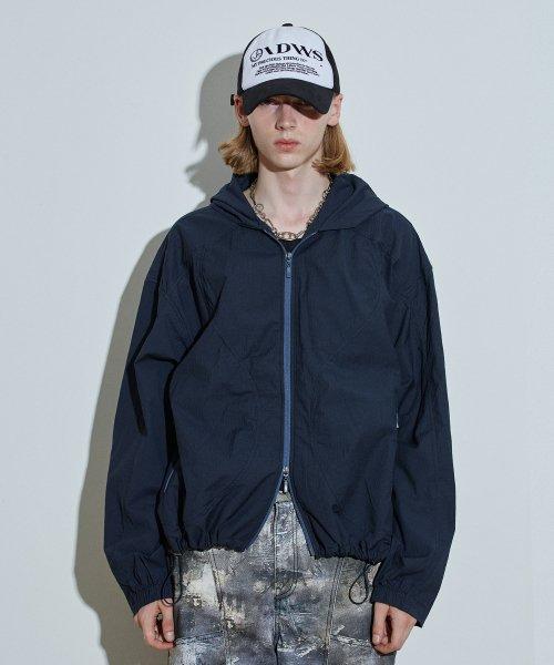 [IDONTSOWEL] DOLPHIN SEERSUCKER HOOD JUMPER NAVY QIDW44004SNV