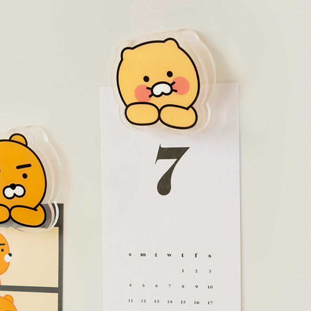 카카오프렌즈 춘식이 아크릴 마그넷 집게 클립 냉장고 현관 타공판 자석집게 메모홀더