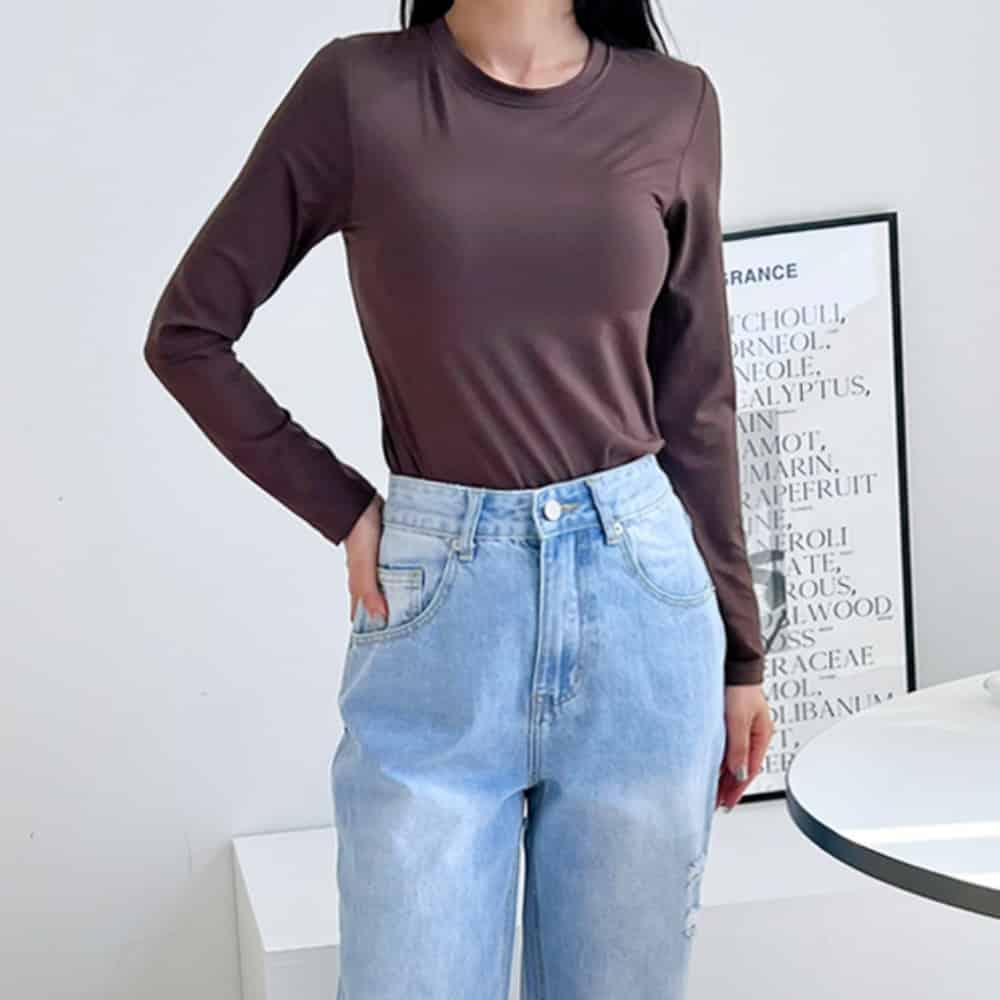 グースモール ブラトップ 長袖Tシャツ レディース ヨガウェア トップス レイヤードインナーTシャツ 女性用 タッチ ラウンド 長袖Tシャツ