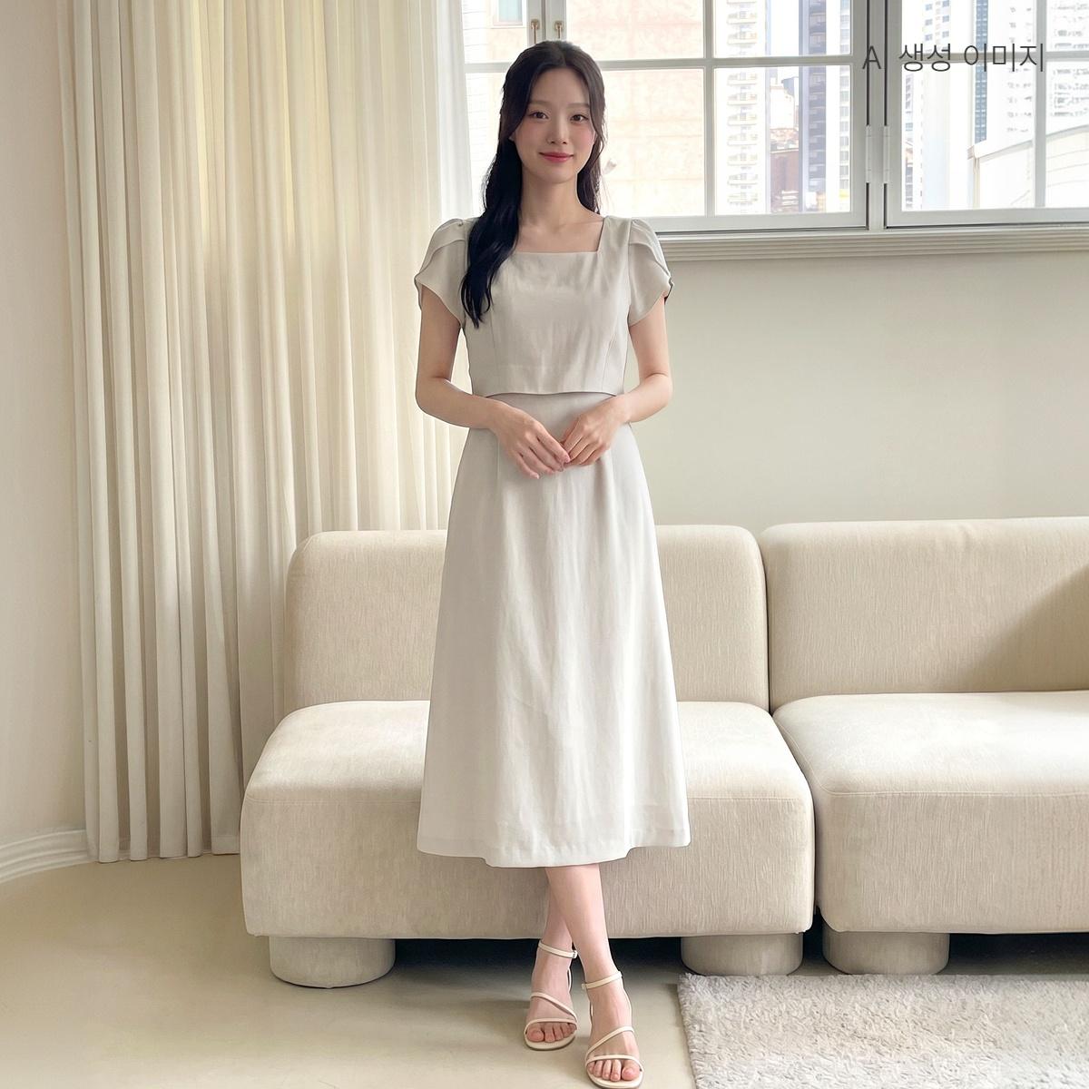 ROEM チュリップスリーブ 2in1 ロングワンピース RMOWG25S12