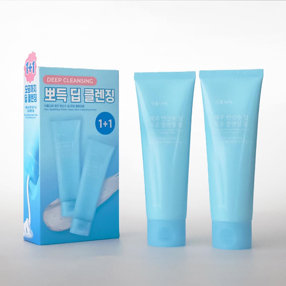 1+1 식물나라 제주 탄산수 딥 모공 클렌징 폼