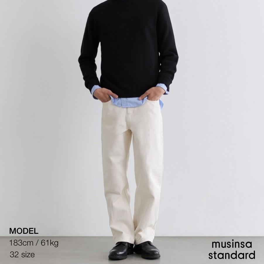 新品 ムシンサスタンダード 34 デニムパンツ クリーム M-パンツ-385
