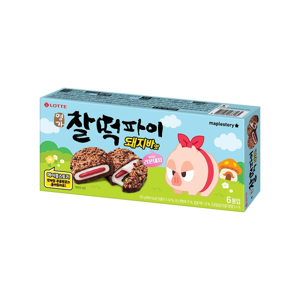 롯데웰푸드 메이플스토리 X 명가 찰떡파이 돼지바맛 45g x 1개