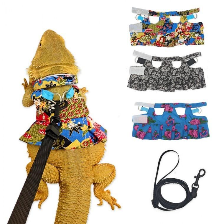 トカゲ服 トカゲ リードハーネス crawling pet お散歩用ハーネス スカート カメレオン リス リード服
