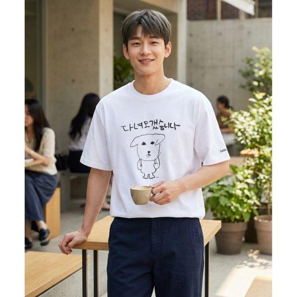 스파오 일상복 운동복 반팔티 반팔 티셔츠티 가나디 남성 프린트 티셔츠 여름 1863111 [CI]PRINT XL[105]