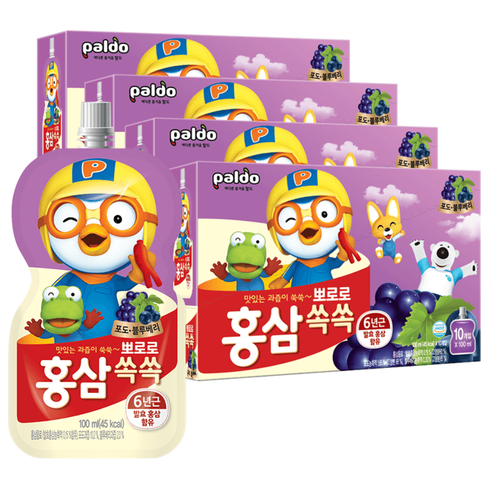 팔도 뽀로로 紅参쏙쏙 子供飲料 ぶどうブルーベリー味